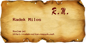 Radek Milos névjegykártya